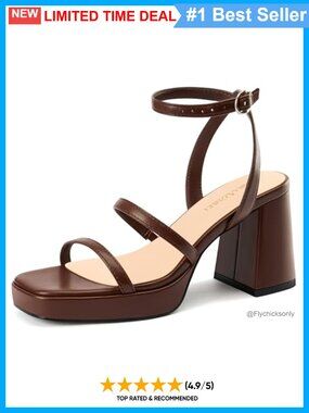 Women's Platform Block Heel Sandals 3 Inch Square Open Toe Ankle Strap Heels